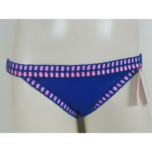 Victoria's Secret Blue Crochet Trim Cheeky Bikini Bottom Size S NWT